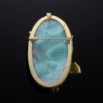 Larimar pendant,Larimar brooch,14K gold,Ciel,unique and art brooch