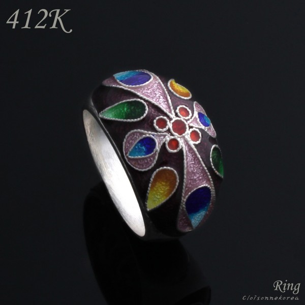 cloisonne silver ring