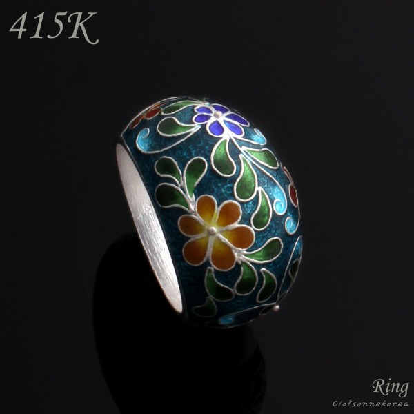 cloisonne silver ring