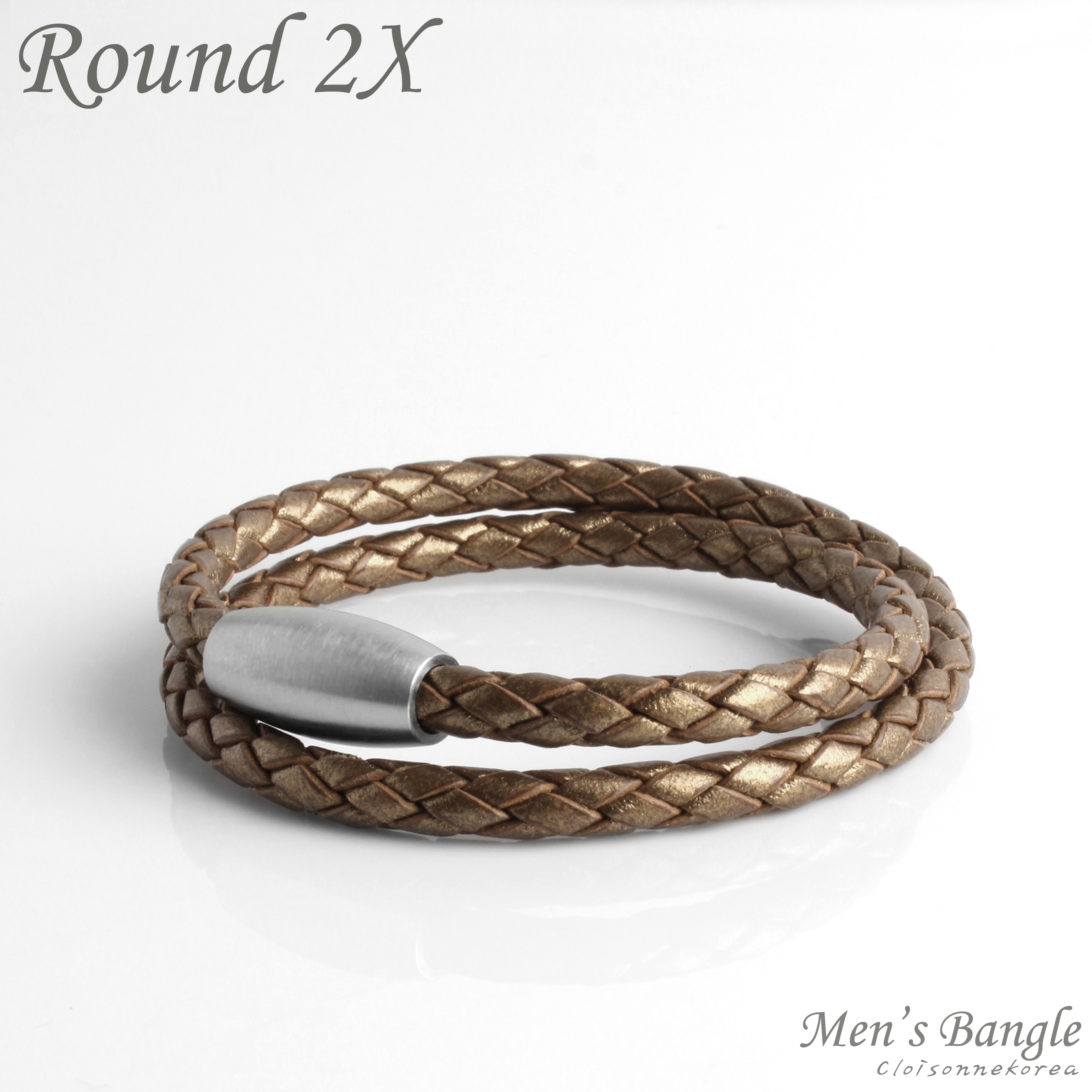 2Line Braided Leather Bracelet For Men Round 124 2X Cloisonnekorea   IMG 1128 