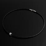 mens sterling silver rondelle leather necklace