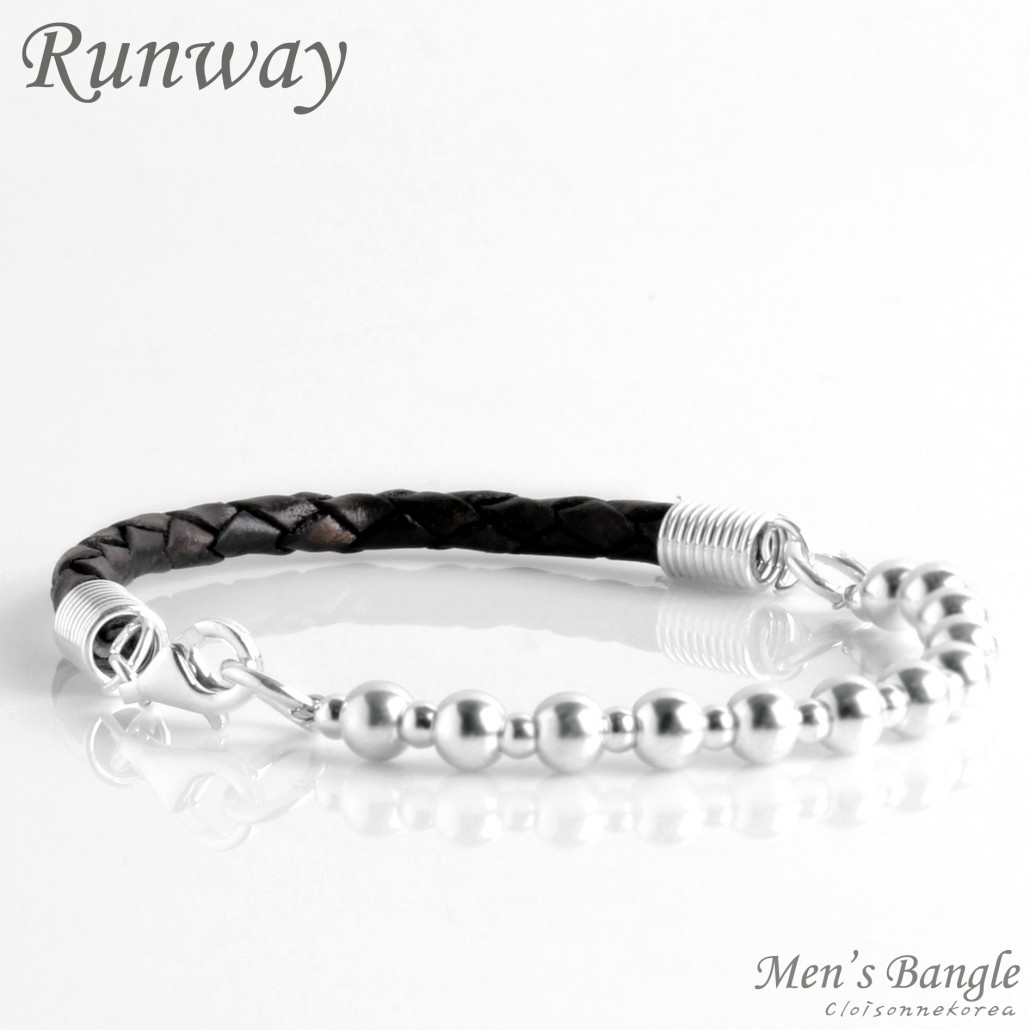 braided leather silver bracelet